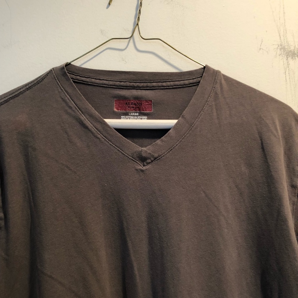 Gray casual Men’s Slim Fit v-neck shirt - Picture 3 of 6